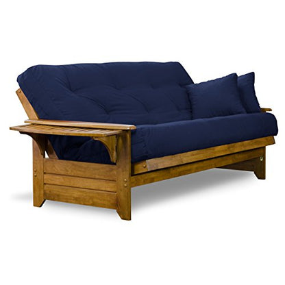 Brentwood Tray Arm Full Size Wood Futon Frame - Heritage Finish - WoodArtSupply