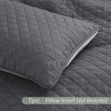 Exclusivo Mezcla Ultrasonic Reversible Full Queen Quilt Bedding Set with Pillow Shams, Lightweight Quilts Queen Size, Soft Bedspreads Bed Coverlets for All Seasons - (Grey, 90"x96") Exclusivo Mezcla