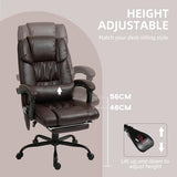 Vinsetto High Back Massage Office Chair with 6 Vibration Points, PU Leather Reclining Computer Chair, Ergonomic Desk Chair with Footrest Adjustable Height and Remote, Brown Vinsetto