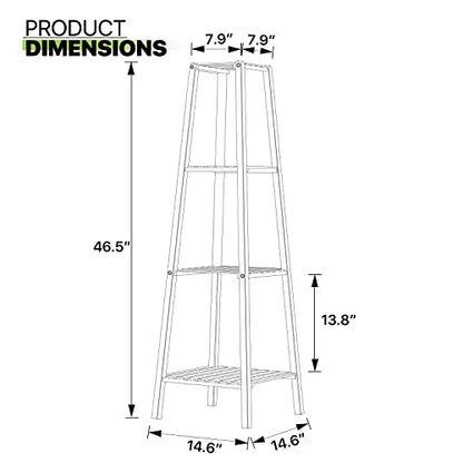 Magshion Bamboo Tall Plant Stand 4-Tier Pot Holder Small Space Flower Shelf Rack Display Table for Living Room Balcony and Garden - WoodArtSupply