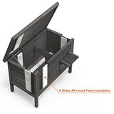 GDLF Outdoor Cat House Feral Cat Enclosure 100% Insulated All-Round Foam Weatherproof Solid Wood Large Size for Multiple Cats 34.5" L*21.5" W*27.2" H GDLF