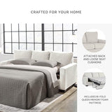 Signature Design by Ashley Rannis Coastal 2-in-1 Sofa Sleeper with Folding Gel Memory Foam Mattress, Queen, White Signature Design by Ashley