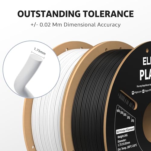 ELEGOO PLA PRO Filament 1.75mm Black 1KG, 30-250mm/s Printing Speed Improved Rigidity 3D Printer Filament Dimensional Accuracy +/- 0.02mm, 1kg Spool (2.2lbs) ELEGOO