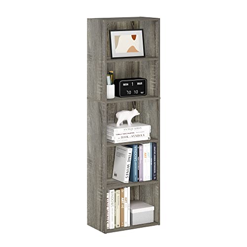 Furinno Luder 5-Tier Open Shelf Bookcase in French Oak - WoodArtSupply