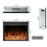 Rodalflame 36" Width Electric Fireplace Inserts with Adjustable Flame Colors, Fireplace Heater with Touch Screen & Remote Control, Recessed in Wall, 750/1500W, Timer RODALFLAME