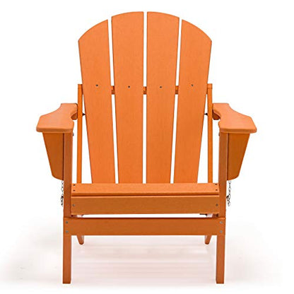 WestinTrends Outdoor Adirondack Chair, Plastic Fire Pit Chair, Weather Resistant Folding Patio Lawn Chair for Outside Deck Garden Backyard Balcony, Orange - WoodArtSupply