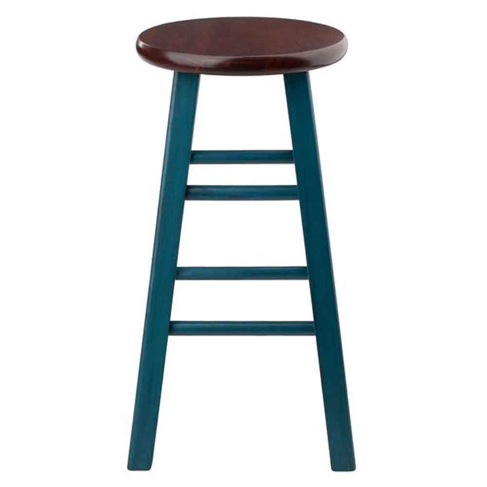 Winsome Wood Ivy model name Stool Rustic Teal/Walnut 13.4x13.4x24.2 - WoodArtSupply