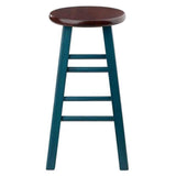 Winsome Wood Ivy model name Stool Rustic Teal/Walnut 13.4x13.4x24.2 Winsome