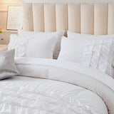 Holawakaka White Waterfall Ruffle Comforter Set Twin Size Multi-Layers Ruffled Shabby Chic 3PCS Bedding Set for Girls Women Holawakaka