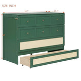 Harper & Bright Designs Full Murphy Bed Cabinet with Big Drawer, Solid Pine Chest Cube Cabinet Bed Flodable Platform Bed with Slats for Guest Bedroom, Office or Small Room Harper & Bright Designs