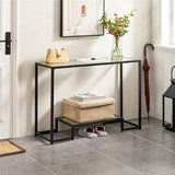 Yaheetech 42 Inch Console Table, Tempered Glass Entryway Table, 2-Tier Sofa Tables with Storage Shelves, Entrance Tables for Hallway Living Room, Black Yaheetech