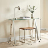Cortesi Home Trixie Glass Top Desk/Console Table with Stainless Steel Frame, 40" Cortesi Home