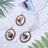 INFUNLY 6 Set Retro Embroidery Pendant Kit for Beginner Cat Plant DIY Embroidery Stitching Necklace Mini Embroidery Stitch Kit Sewing Jewelry Kits with Hoop Instructions for Adults Art Gifts Hanging