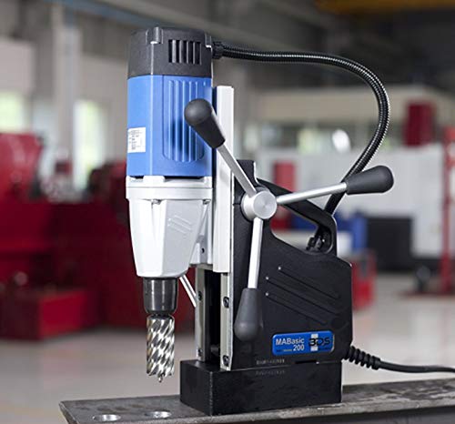 CS Unitec | MABasic 200 Portable Magnetic Drill Press | 900W 2-Speed Benchtop Power Drill Machine w/up to 1-3/8" Diameter & 6-1/3" Depth of Cut | Oil Bottle Included CS Unitec