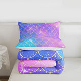 Feelyou Mermaid Scales Comforter Fish Scales Print Comforter Set for Girls Ocean Marine Themed Nature Bedding Set Purple Blue Room Decor Twin Size Duvet Set 2Pcs Boys Feelyou