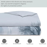Duvet Cover Single 61" x 79" Size - Reversible Minimalist Winter Landscape Duvet Cover Set for Kids and Adults with Zipper Closure, 3 Pieces Grey Bedding Set with 2 Pillow Shams Generic