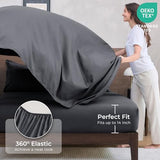 HEVUMYI 7 Pieces Queen Comforter Set, All Season Reversible Bed in a Bag, Ultra Soft Queen Bedding Set with Grey Comforter, Flat Sheet, Fitted Sheet, Pillowcases, Pillow Shams, Dark Grey HEVUMYI