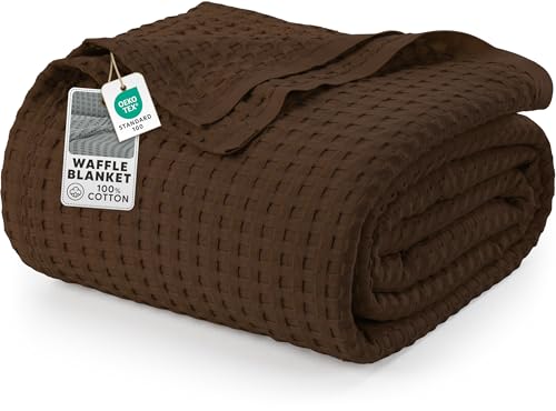 Utopia Bedding Brown 100% Cotton Waffle Blanket 300 GSM [King - 90x108 Inch] Soft Lightweight Breathable Bed Blanket for All Season Utopia Bedding