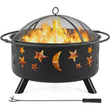 Yaheetech Fire Pit 30in Fire Pits for Outside Wood Burning Outdoor Fireplace with Spark Screen, Poker for Bonfire Patio Backyard Garden Picnic Yaheetech