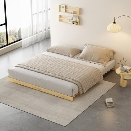 MUSEHOMEINC Wooden Futon Frame Space-Saving Modern Futon Frame Full Size 2 in 1 Design Bed Frame Convert Chair,Sofa,Bed Perfect for Modern Living Spaces (Full) MUSEHOMEINC