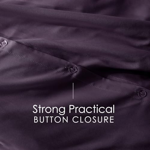 Hearth & Harbor Purple Duvet Cover King Size - 3 Piece Soft Double Brushed Bedding Set - Includes 1 King Duvet Cover with Button Closure 104x90 inches and 2 Pillow Shams Hearth & Harbor