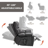 Trygoal Dual Motor Power Lift Recliner Chair, 8 Positions Vibration Massage Recliner Chair, Leather Recliner with Cup Holder, Vibration Massage and Lumbar Heating for Adults and Elderly, Grey Trygoal