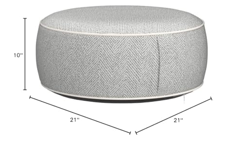 weruisi Inflatable Pouf Ottoman, 21x10 Inches Stuffed Chenille Ottoman with Inflatable PVC Liner, Foot Rest with Portable Handle, Round Floor Pillow for Living Room, Bedroom, Kids Room weruisi