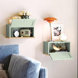 HLR Floating Nightstand, Small Nightstand with Flap Door, Morden Wall Mounted Nightstand for Bedrooms, Green HLR