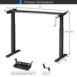 Tangkula Hand Crank Stand Up Desk Frame, Manual Height Adjustable Standing Workstation with Foldable Crank Handle, Cable Management Tray, Headphone Hook, Ergonomic Sit Stand Desk Frame for Home Office Tangkula