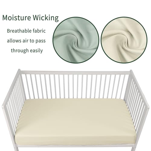 GUNTAIL Baby Crib Sheets for Boys Girls, 2 Pack Fitted Crib Sheet for Standard Crib and Toddler Mattress, Soft Microfiber Baby Sheet 52x28x8in (Brown & Green) GUNTAIL