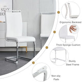 Ebullient Glass Dining Table Set for 6 ，7 Piece Dining Table Set,Tempered Glass Table Top，White Modern Dining Room Table with 6 PU Leather Ergonomic Dining Chairs Ebullient