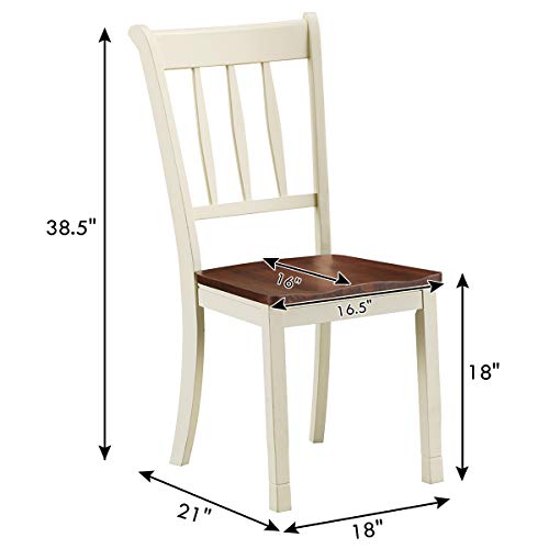 Giantex Wood Dining Chairs Set of 2, Armless Kitchen Chairs w/Solid Rubber Wood Frame, Easy to Assemble Dining Side Chair, Farmhouse Dining Room Chairs Giantex