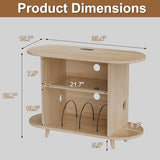 YKVIQBY 39" Record Player Stand with Vinyl Storage,Large Turntable Stand Holds up to 300+ Albums,Record Player Table,Stereo Cabinet with Open Storage,Charging Station & LED Lights,for Living Room,Oak YKVIQBY