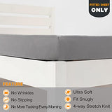 Cot Size Fitted Sheet Only - 4-Way Stretch Jersey Knit & Snug Fit for Bunk Beds, Camping, RV, Folding Beds, Boys & Girls, Wrinkle Free & No Slipping, Soft & Comfortable - Light Gray, Bunk/Cot Twin N&Y HOME