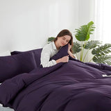 Hearth & Harbor Purple Duvet Cover King Size - 3 Piece Soft Double Brushed Bedding Set - Includes 1 King Duvet Cover with Button Closure 104x90 inches and 2 Pillow Shams Hearth & Harbor