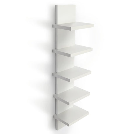 Bloddream 5 Tier Wall Shelves White, Vertical Column Shelf Floating Storage Home Decor Organizer Tall Tower Design Utility Shelving Bedroom Living Room, 30.7, 31 Bloddream