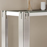 SSLine Modern Luxury Console Table Rectangular Glass Accent Entryway Table for Hallway Living Room, 2-Tier Storage, Silver Stainless Steel Frame Design SSLine