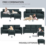 Shintenchi 76" Modern Upholstered Sectional Sofa, L-Shaped Couch with Storage Ottoman and Reversible Chaise for Living Room, Dark Gray Linen Fabric Shintenchi