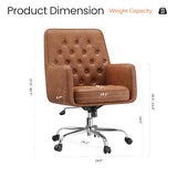 COLAMY Verso Home Desk Chair with Armrest, Leather Swivel Office Chair Adjustment Height with Wheels,Comfortable Padded Seat, Brown COLAMY