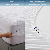 SLEEP ZONE Cot Mattress Protector, Waterproof Mattress Protector for Narrow Twin Bed - Fitted with Stretchable Pockets, Soft Breathable RV Bunk Size Mattress Pad Cover (White) SLEEP ZONE