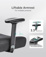 Hbada P3 Ergonnomic Office Chair with 2D Adjustable Lumbar Support, Office Chair with Adjustable Headrest and Armrest, 145° Stepless Tilt Function, Black(No Footrest) Hbada