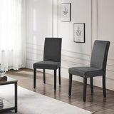 Yaheetech Dining Chair Fabric Parson Chair Modern Stylish Upholstered Kitchen Living Room Padded Chair Armless Side Chair with Solid Wood Legs Set of 4, Dark Grey Yaheetech