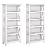 Bush Furniture Key West 5-Shelf Tall Bookcase Set in Pure White Oak for Elegant Storage Solutions Bush Business Furniture