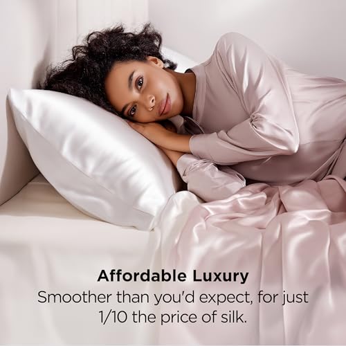 Bedsure King Size Satin Pillowcase Set of 2 - Pure White Silky Pillow Cases for Hair and Skin with Envelope Closure, Similar to Silk Pillow Cases, Gifts for Women Men, 20x36 Inches, 2pcs Bedsure