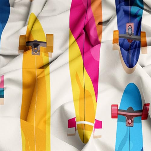 White Printed Duvet Cover for Kids Girls Women Blossom - Soft and Breathable Cartoon Skateboard Minimalist Bedding Set, Quilt Cover Single Size Room Decor with 2 Pillow Case Generic