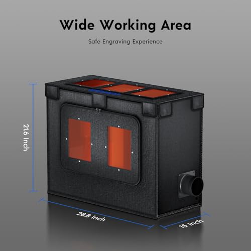 LONGER Laser Engraver Enclosure with Vent, 28.8x15x21.6 inches Laser Cutter Machine Protective Cover for Most Laser Engraving Machine Insulates Against Smoke and Odor Noise Reduction Eye Protection Longer