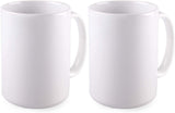 BLUE RIBBON White Sublimation Plain Blank Coffee Mug Hot Chocolate Mugs, Ceramic Mugs Hot Cocoa Mugs Mug Sets Pack of 2 15 oz BLUE RIBBON