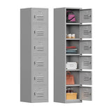 Kooyon 71" Metal Storage Cabinet with 6 Doors,Metal Lockers for Employees,Lockable Locker Cabinets for School, Gym, Home, Office Staff, Garage-Assembly Required(Gray) Kooyon