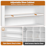 knoworld Freestanding Shoe Cabinet, Holds 40-45 Pairs, 71 Inch Tall 9-Tier Shoe Rack with Adjustable Shelves, Heavy Duty Open Storage Organizer for Entryway Hallway，White knoworld