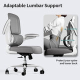 TRALT Office Chair - Ergonomic Desk Chair with Adjustable Lumbar Support, Mesh Computer Chair, Executive Chairs for Home Office Comfortable Lumbar Support (White) TRALT